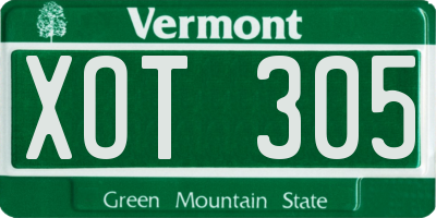 VT license plate XOT305