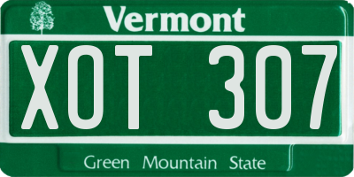 VT license plate XOT307
