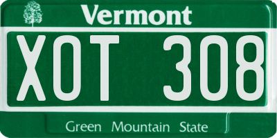 VT license plate XOT308
