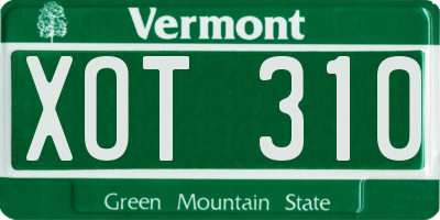 VT license plate XOT310