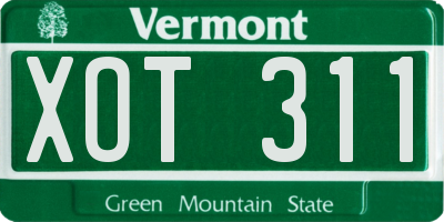 VT license plate XOT311