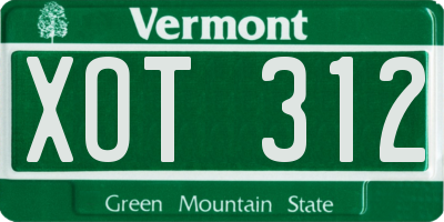 VT license plate XOT312