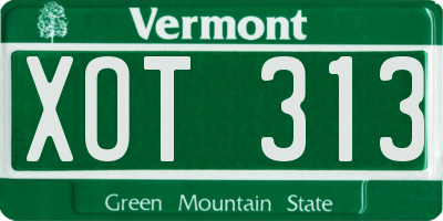 VT license plate XOT313