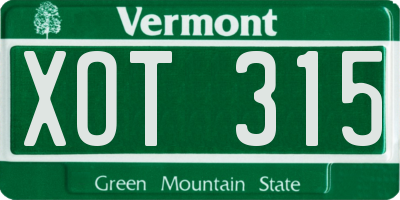 VT license plate XOT315