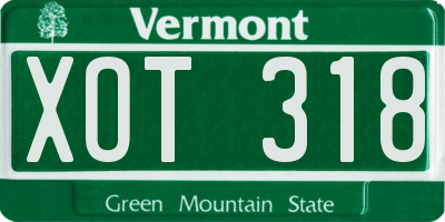 VT license plate XOT318