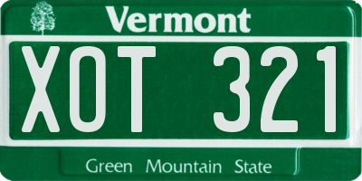 VT license plate XOT321
