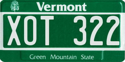 VT license plate XOT322