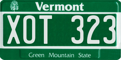 VT license plate XOT323