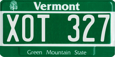 VT license plate XOT327
