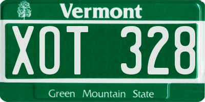 VT license plate XOT328
