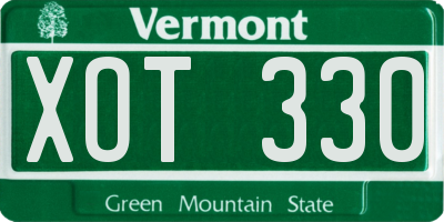 VT license plate XOT330