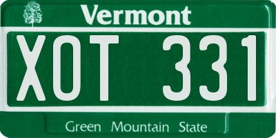 VT license plate XOT331