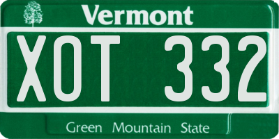 VT license plate XOT332
