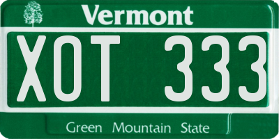 VT license plate XOT333