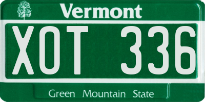 VT license plate XOT336