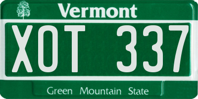 VT license plate XOT337