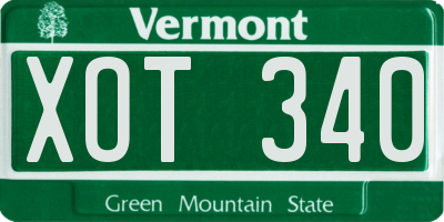 VT license plate XOT340