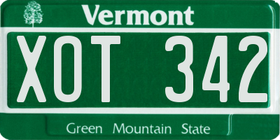 VT license plate XOT342