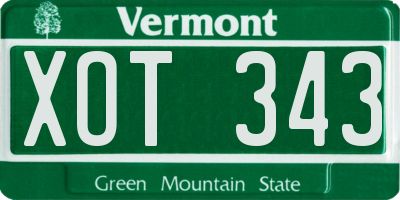 VT license plate XOT343