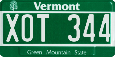 VT license plate XOT344