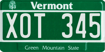 VT license plate XOT345