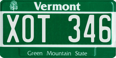 VT license plate XOT346