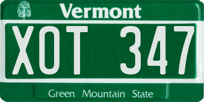 VT license plate XOT347
