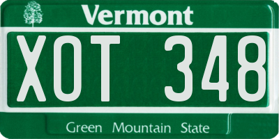 VT license plate XOT348