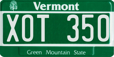 VT license plate XOT350