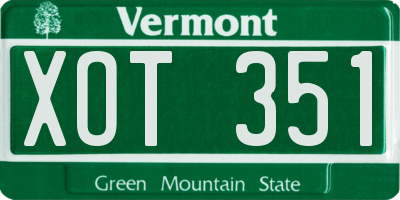 VT license plate XOT351