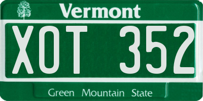 VT license plate XOT352