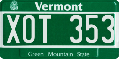 VT license plate XOT353