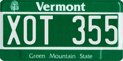 VT license plate XOT355