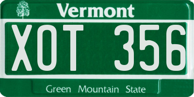 VT license plate XOT356