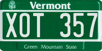 VT license plate XOT357
