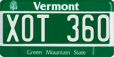 VT license plate XOT360