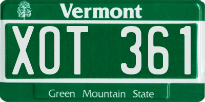 VT license plate XOT361