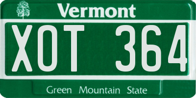 VT license plate XOT364