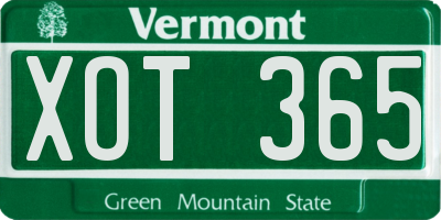 VT license plate XOT365