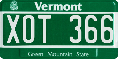 VT license plate XOT366