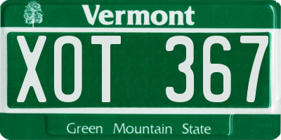 VT license plate XOT367