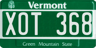 VT license plate XOT368