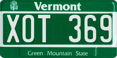 VT license plate XOT369