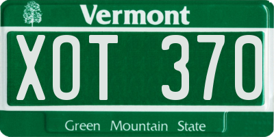 VT license plate XOT370