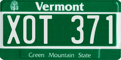 VT license plate XOT371