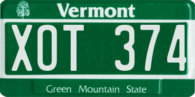 VT license plate XOT374
