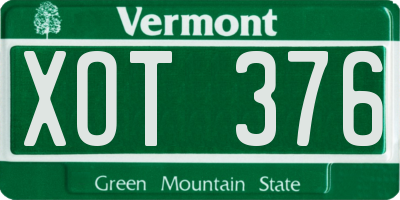 VT license plate XOT376