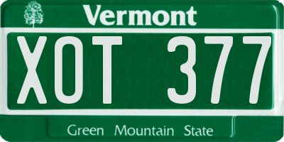 VT license plate XOT377