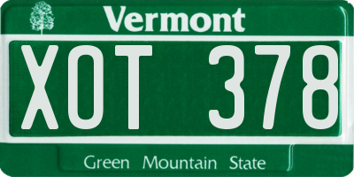 VT license plate XOT378