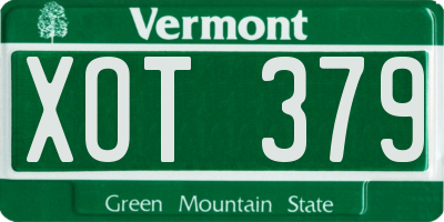 VT license plate XOT379
